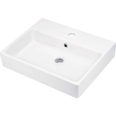 Keramik-Aufsatz-/Wandwaschbecken mit Armaturenplatz – 50 x 40 cm