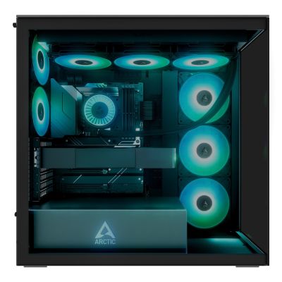 11. Arctic Xtender Schwarz Glasfenstergehäuse ohne GPU-Halterung