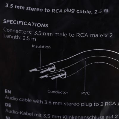 5. GEMBIRD CCA-458-2,5M Kabel (2x Cinch M - Mini Jack M; 2,5 m; schwarz)