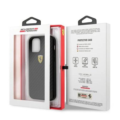 8. Ferrari FERCAHCP12SBK iPhone 12 mini 5.4" schwarz/schwarz Hardcase On Track Real Carbon