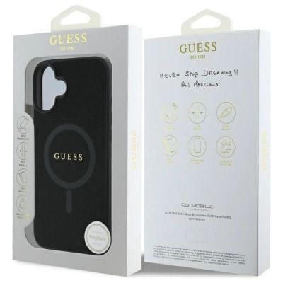 8. Guess Saffiano Classic Logo MagSafe-Hülle für iPhone 16 – Schwarz