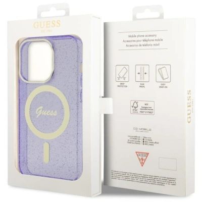 8. Guess GUHMP14XHCMCGU iPhone 14 Pro Max 6,7" Lila/Lila Hardcase Glitter Gold MagSafe