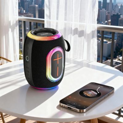 3. Dudao Y22 Kabelloser Lautsprecher mit RGB-Hintergrundbeleuchtung, Bluetooth 5.3 – Schwarz