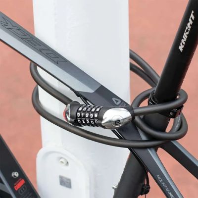 6. Rockbros RKS531 Fahrradschloss – Stahlseil, 5-stelliger Code + LED, 180 cm