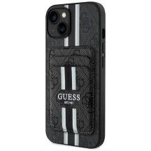 Guess 4G Stripes Case mit Magsafe Wallet für iPhone 15 Schwarz