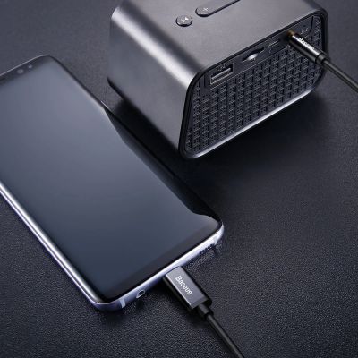 9. Baseus Stereo-Audiokabel AUX 3,5 mm Miniklinke - USB Typ C für Tablet-Telefon 120 cm schwarz (CAM01-01)