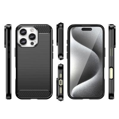 3. Carbon Case Silikonhülle für iPhone 16 Pro - Schwarz