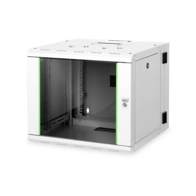 2. Digitus Unique 19" 9U 600x600 Wand-Netzwerkschrank, Glastür, grau, segmentiert, faltbar, 100 kg