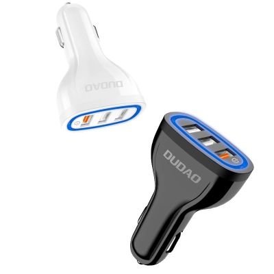 4. Dudao Autoladegerät Schnellladung Quick Charge 3.0 QC3.0 2,4A 18W 3x USB weiß (R7S weiß)