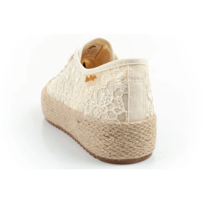 5. Lee Cooper Damen-Sneaker mit Schnürung, beige Plateau