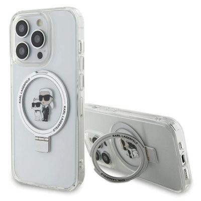 Karl Lagerfeld KLHMP15LHMRSKCH iPhone 15 Pro 6,1" weiß/weiß Hardcase Ringständer Karl&Choupette MagSafe