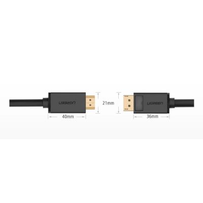 13. Ugreen Unidirektionales DisplayPort-zu-HDMI-Kabel 4K 30Hz 32 AWG 2m Schwarz (DP101 10202)