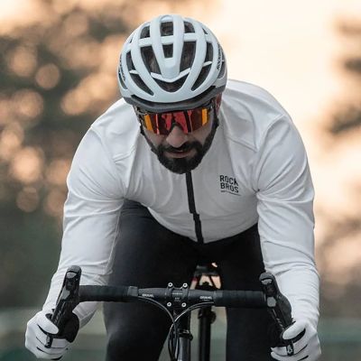 4. Rockbros TLWT001 ROAD TO SKY winddichtes, isoliertes Radtrikot, Größe M – weiß