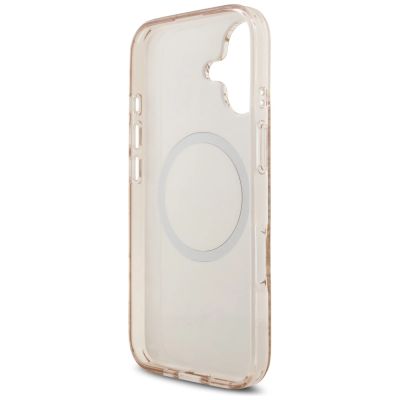 7. Guess IML Flowers Electro Pearl Strap MagSafe iPhone 17 Hülle - Pink
