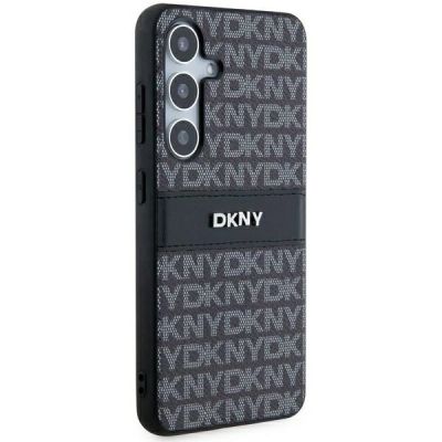 3. DKNY Leder Mono Stripe & Metal Logo Hülle für Samsung Galaxy S24 – Schwarz
