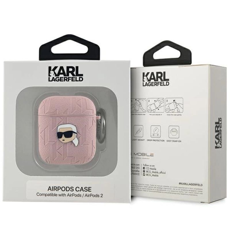 3. Karl Lagerfeld Monogram Karl Head Case für AirPods 1/2 – Rosa