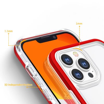 4. Klare 3in1 Hülle für iPhone 13 Pro Max Frame Cover Gel Rot