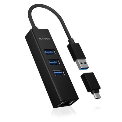 ICY BOX IB-HUB1419-LAN USB 3.2 Gen 1 (3.1 Gen 1) Typ-A Schwarz