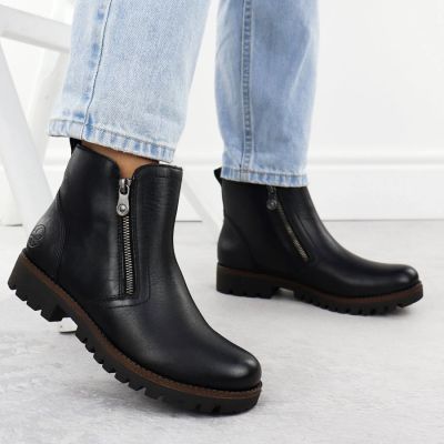 11. Schwarze Damen-Leder-Boots im Worker-Stil Rieker 78556-00