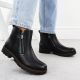 11. Schwarze Damen-Leder-Boots im Worker-Stil Rieker 78556-00