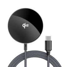 Acefast E24 Qi2 15W magnetisches induktives Ladegerät mit 1,2m USB-C-Kabel - Schwarz