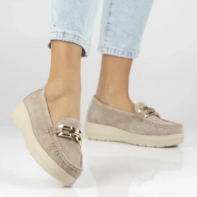 6. Beige Leder-Keilslipper Filippo DP7652