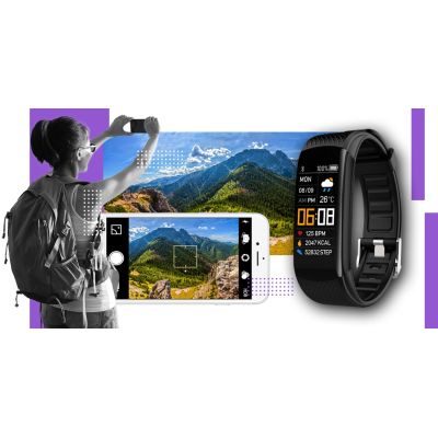 9. GIEWONT Smartwatch in Schwarz und Lila mit 2 Armbändern GW200-3