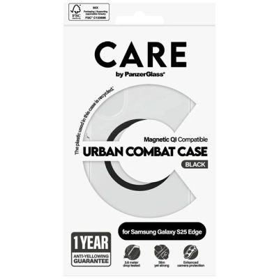 4. CARE by PanzerGlass Flagship Urban Combat Black QI Case für Samsung Galaxy S25 Edge - Transparent