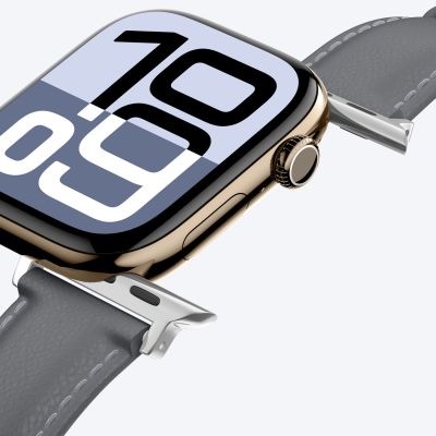 7. AmazingThing Class Band Lederarmband für Apple Watch 45 / 46 / 49 mm - Grau
