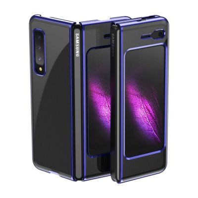 Plating Case hard case Electroplating frame Handyhülle Schutzhülle für Samsung Galaxy Fold blau