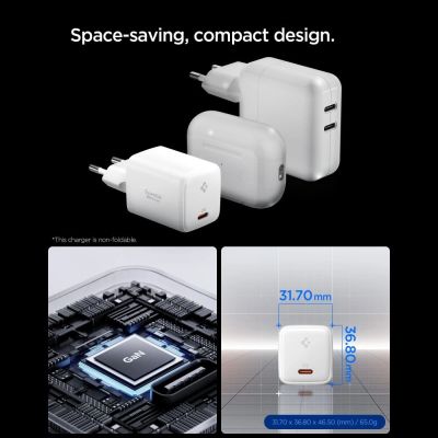 3. Spigen EE451EU Essential USB-C 45W Wandladegerät – Weiß