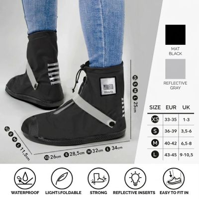 2. Perletti wasserdichte schwarze Schuhüberzieher, niedrig, Gr. M