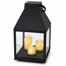 LED-Laterne 25 cm, 3 Kerzen, Saska Geschenk & Dekoration