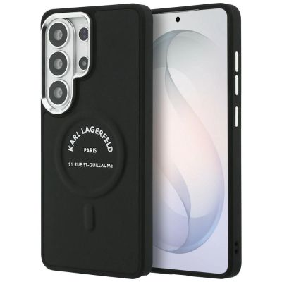 Karl Lagerfeld MagSafe Hülle mit geprägtem Ring und RSG-Logo für Samsung Galaxy S26 Ultra – Schwarz