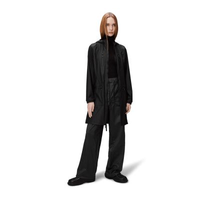 4. Rains Damen Cargo Curve Jacke W3 12050 01 Schwarzer Regenmantel