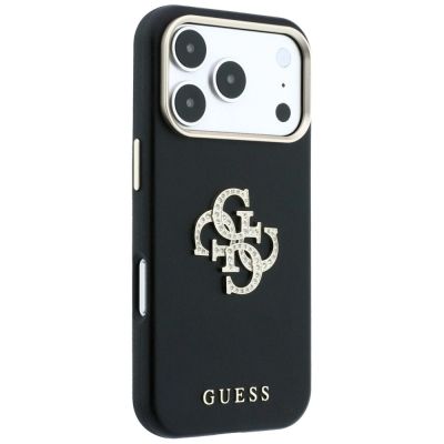 4. Guess Smooth & Big Strass Logo Hülle für iPhone 18 Pro / 17 Pro - Schwarz