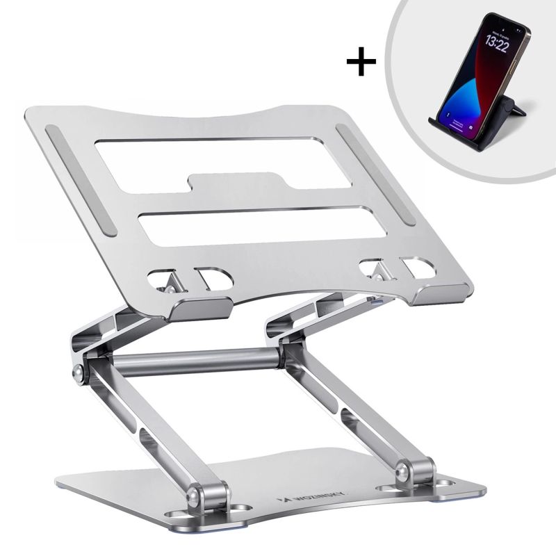 3. Wozinsky WRS-CPY75DSS Laptop- und Tablet-Ständer aus Aluminium + kostenloser Smartphone-Ständer – Silber