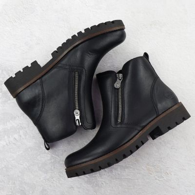 14. Schwarze Damen-Leder-Boots im Worker-Stil Rieker 78556-00