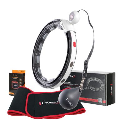 Magnetisches Hula-Hoop-Set Schwarz HHM15 mit HMS-Zähler + Schlankheitsgürtel BR163 Rot