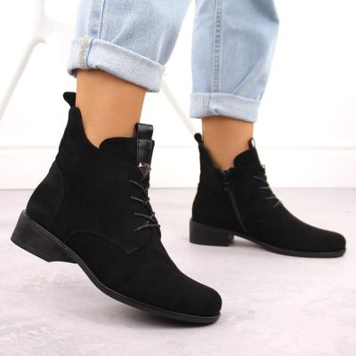6. Damen-Boots mit Schnürung und Reißverschluss, warm gefüttert, schwarz M.Daszyński SA198-24