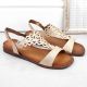 5. Sergio Leone W SK445 flache Sandalen in Gold mit Lochmuster