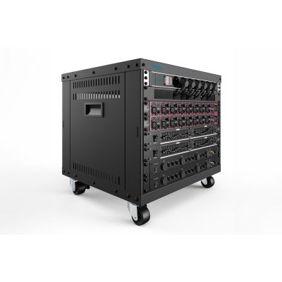 4. 8U AVS-Rack, 420 x 507 x 460 mm Gewindebohrungen, Rollen, bl
