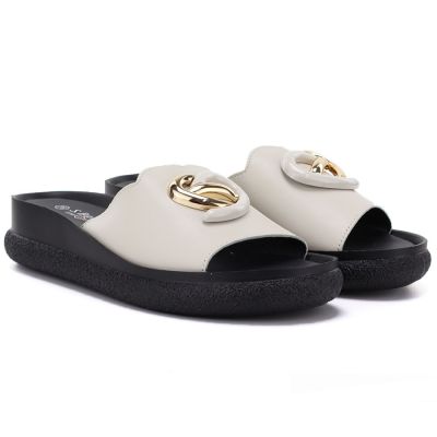 4. Beige Leder-Keilsandalen für Damen S.Barski KV61-6046