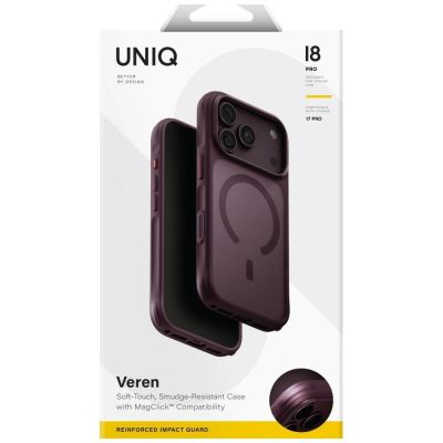 7. Uniq Veren Magclick Ladehülle für iPhone 18 Pro / 17 Pro - bordeauxrot