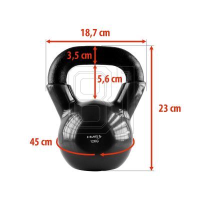 28. HMS KNV12 SCHWARZE Kettlebell aus Gusseisen mit Vinylbeschichtung 