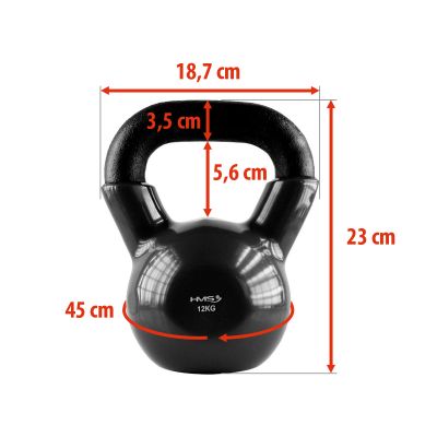 28. HMS KNV12 SCHWARZE Kettlebell aus Gusseisen mit Vinylbeschichtung 