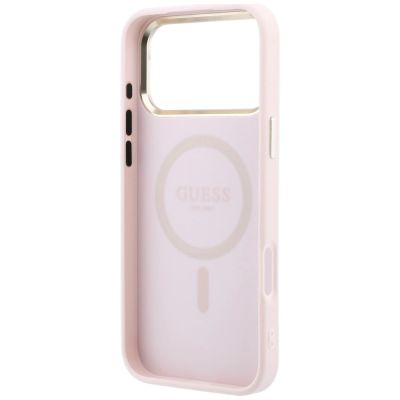 7. Guess Saffiano Small 4G & Classic Logo MagSafe Hülle für iPhone 18 Pro / 17 Pro – Rosa