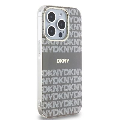 4. DKNY IML Mono & Stripe MagSafe Hülle für iPhone 15 Pro – Beige