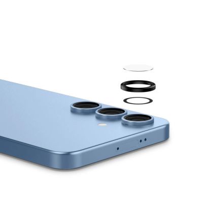 7. Spigen Optik Pro GLAS.TR EZ FIT 2er-Pack Kameraschutzhülle für Samsung Galaxy S25 – Schwarz