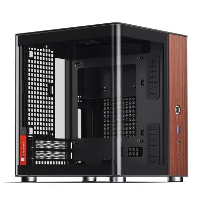 8. Jonsbo TK-0 PC-Gehäuse, Mini-Tower, Mini-ITX, gehärtetes Glas, Holz – schwarz